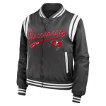 Tampa Bay Buccaneers Women's Full-Zip Grey Satin Jacket