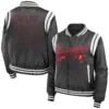 Tampa bay buccaneers womens full zip bomber varsity jacket black 1