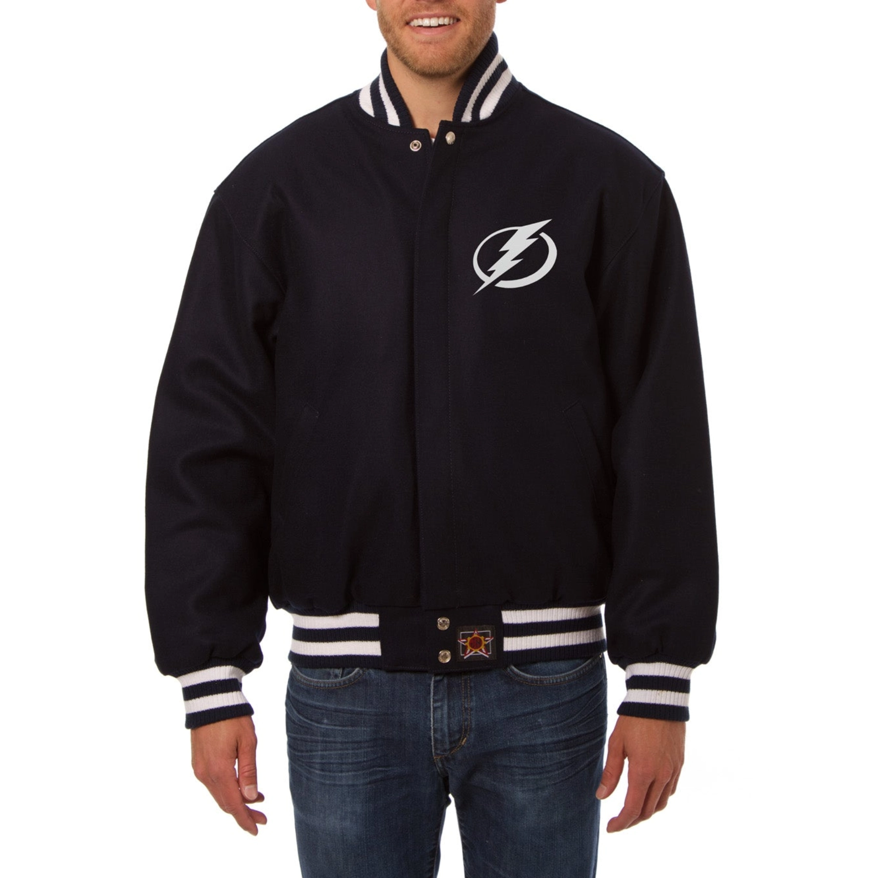 Tampa bay lightning one color wool varsity jacket navy 1