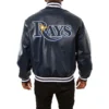 Tampa bay rays genuine leather varsity jacket navy 2