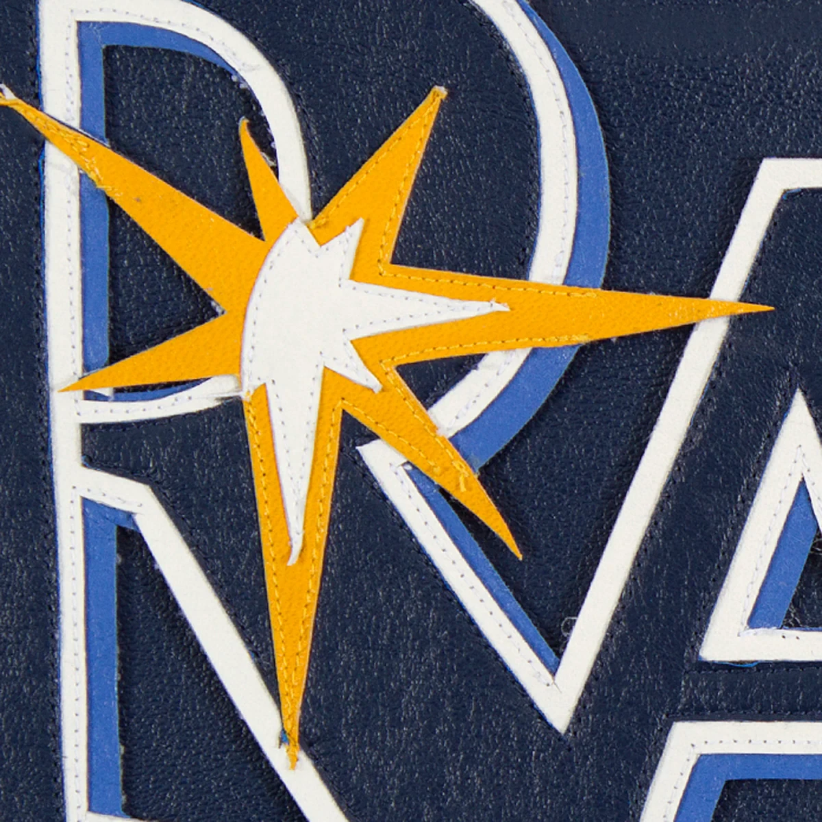 Tampa bay rays genuine leather varsity jacket navy 3