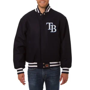 Tampa bay rays handcrafted logo wool jacket navy 1