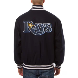 Tampa bay rays handcrafted logo wool jacket navy 2