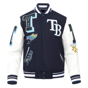 Tampa bay rays mashup rib wool varsity jacket navy white