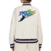 Tampa bay rays retro classic womens full snap varsity jacket white