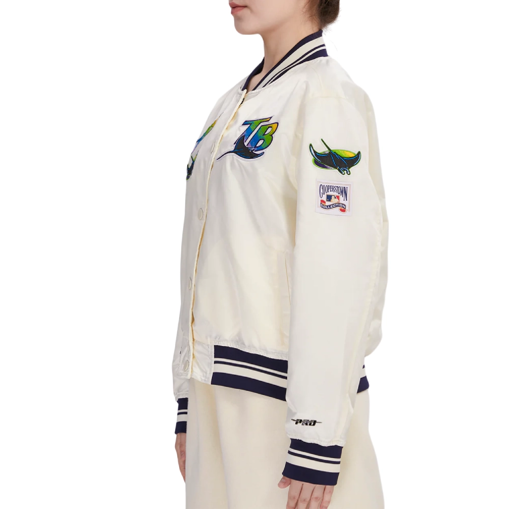 Tampa bay rays retro classic womens full snap varsity jacket white 2