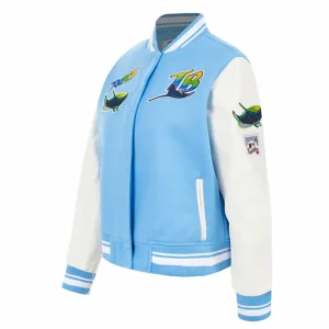 Tampa bay rays retro classic womens wool leather varsity jacket blue 2