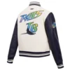 Tampa bay rays retro classic wool leather varsity jacket white black 5