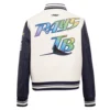 Tampa bay rays retro classic wool leather varsity jacket white black 6