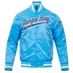 Tampa Bay Rays Script Tail Blue Satin Jacket