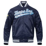 Tampa Bay Rays Script Tail Navy Satin Jacket