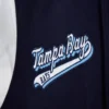 Tampa bay rays script tail wool leather varsity jacket navy white 2