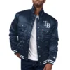 Tampa bay rays silver tab trucker satin varsity jacket navy 1