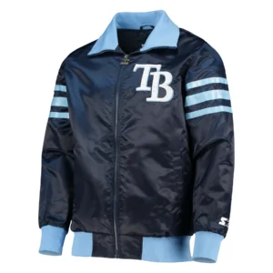 Tampa bay rays the captain ii satin varsity jacket navy 1