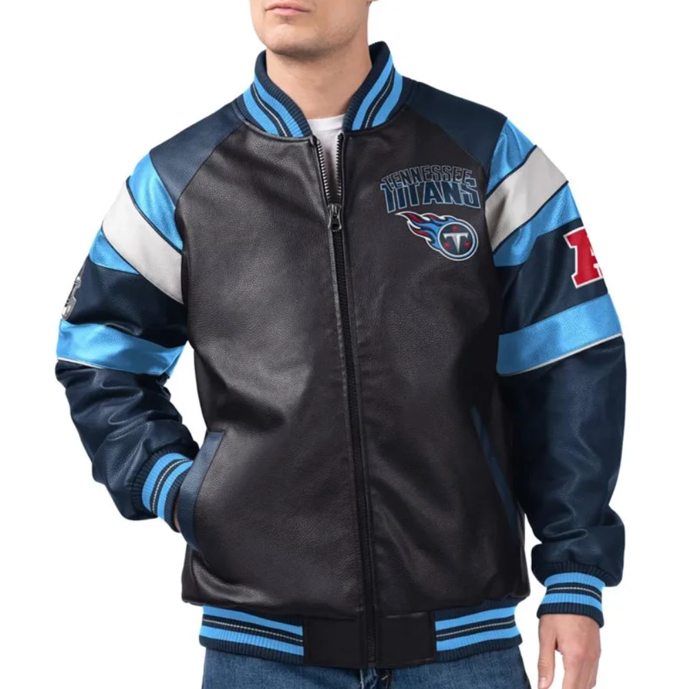 Tennessee titans full zip faux leather jacket