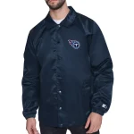 Tennessee Titans Retro Logo Coaches Navy Satin Jacket