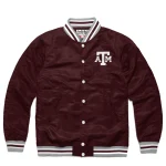 Texas A&M Aggies Logo Full-Snap Maroon Satin Jacket