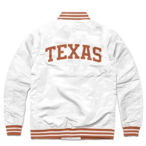 Texas longhorns full snap logo varsity jacket white 1 1