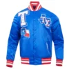 Texas rangers mashup full snap satin varsity jacket blue 1 1