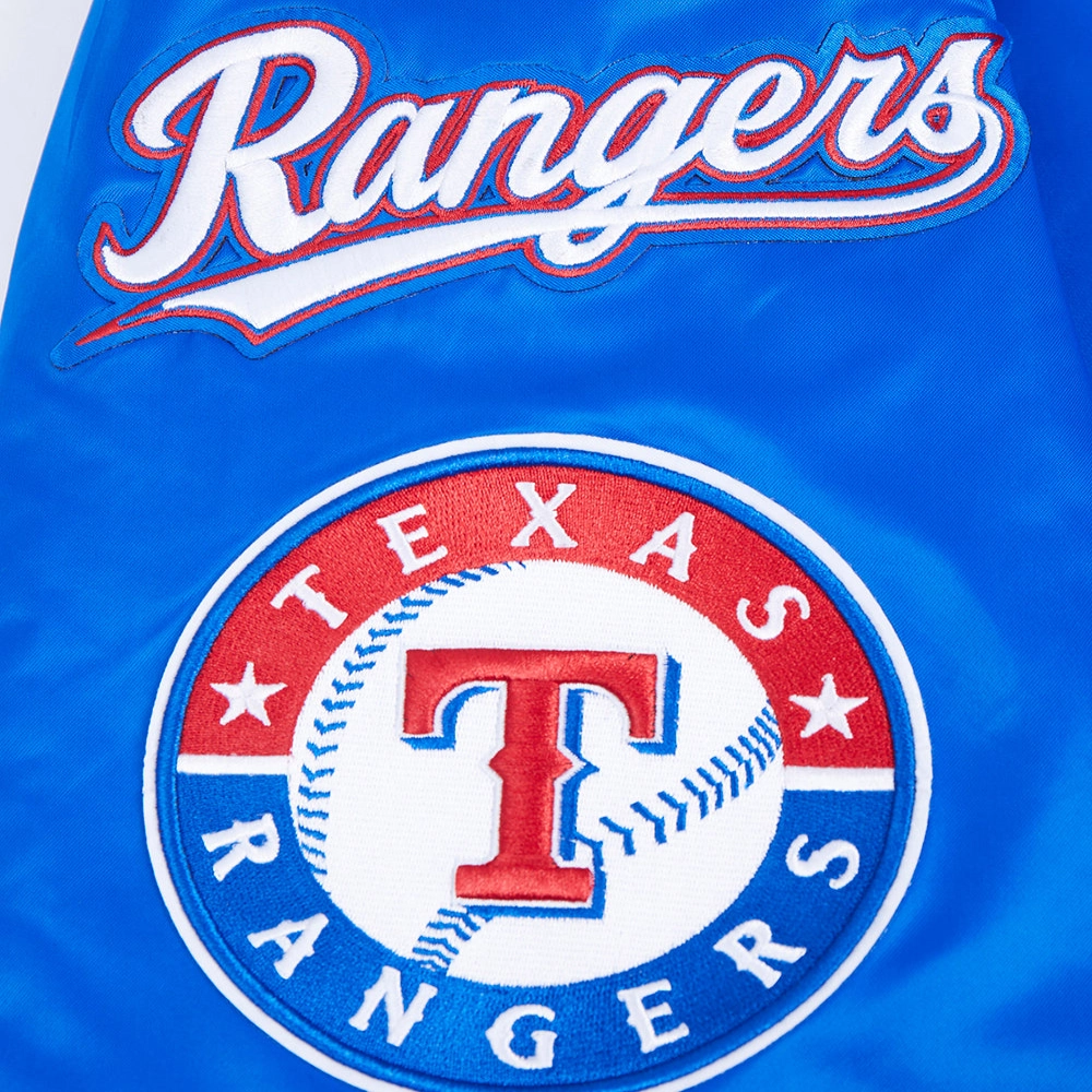 Texas rangers mashup full snap satin varsity jacket blue 3 1