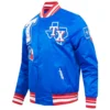 Texas rangers mashup full snap satin varsity jacket blue 8 1