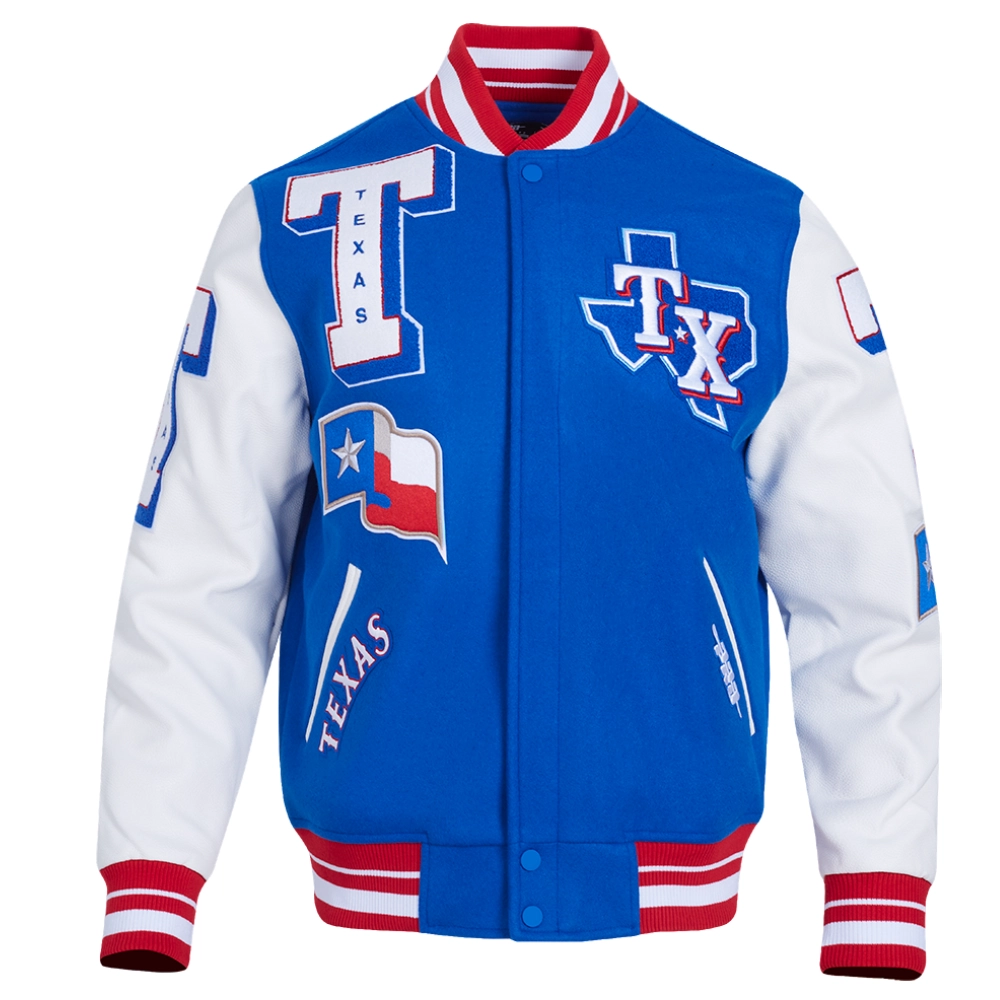 Texas rangers mashup wool leather varsity jacket bluewhite 1 1