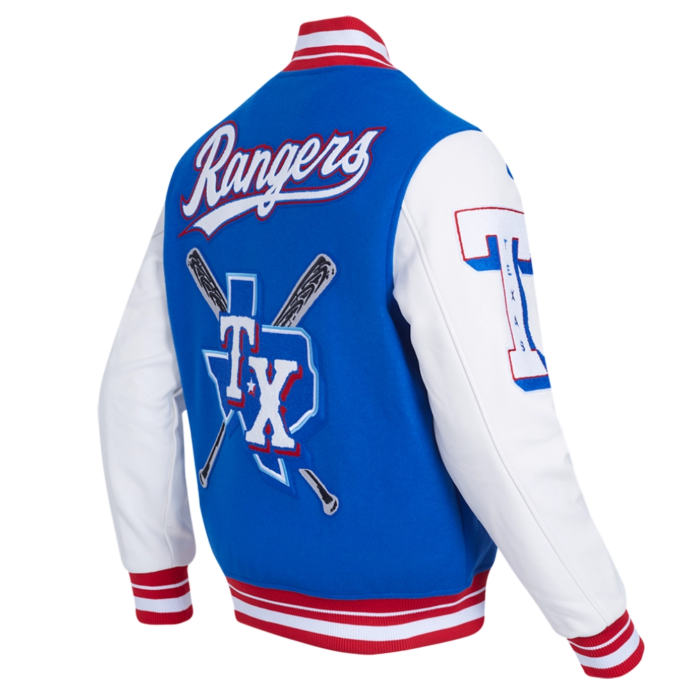 Texas rangers mashup wool leather varsity jacket bluewhite 6 1