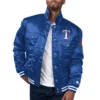 Texas rangers real satin varsity trucker jacket blue 1