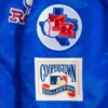 Texas rangers retro classic full snap satin varsity jacket blue