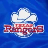 Texas rangers retro classic full snap satin varsity jacket blue 3