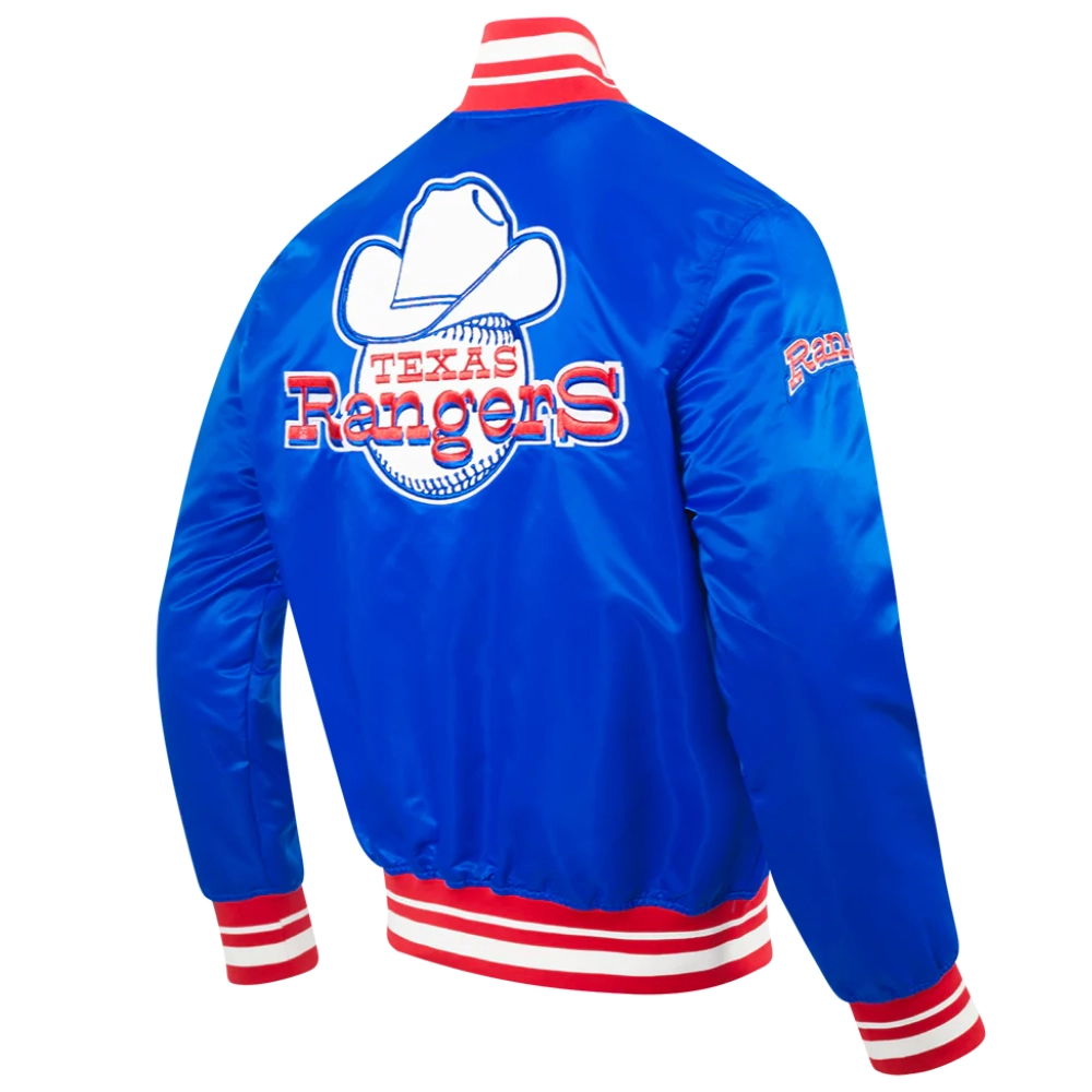 Texas rangers retro classic full snap satin varsity jacket blue 5
