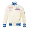 Texas rangers retro classic full snap satin varsity jacket cream 1