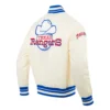 Texas rangers retro classic full snap satin varsity jacket cream 3