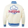 Texas rangers retro classic full snap satin varsity jacket cream 4