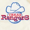 Texas rangers retro classic full snap satin varsity jacket cream 7