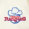 Texas rangers retro classic full snap satin varsity jacket cream 8