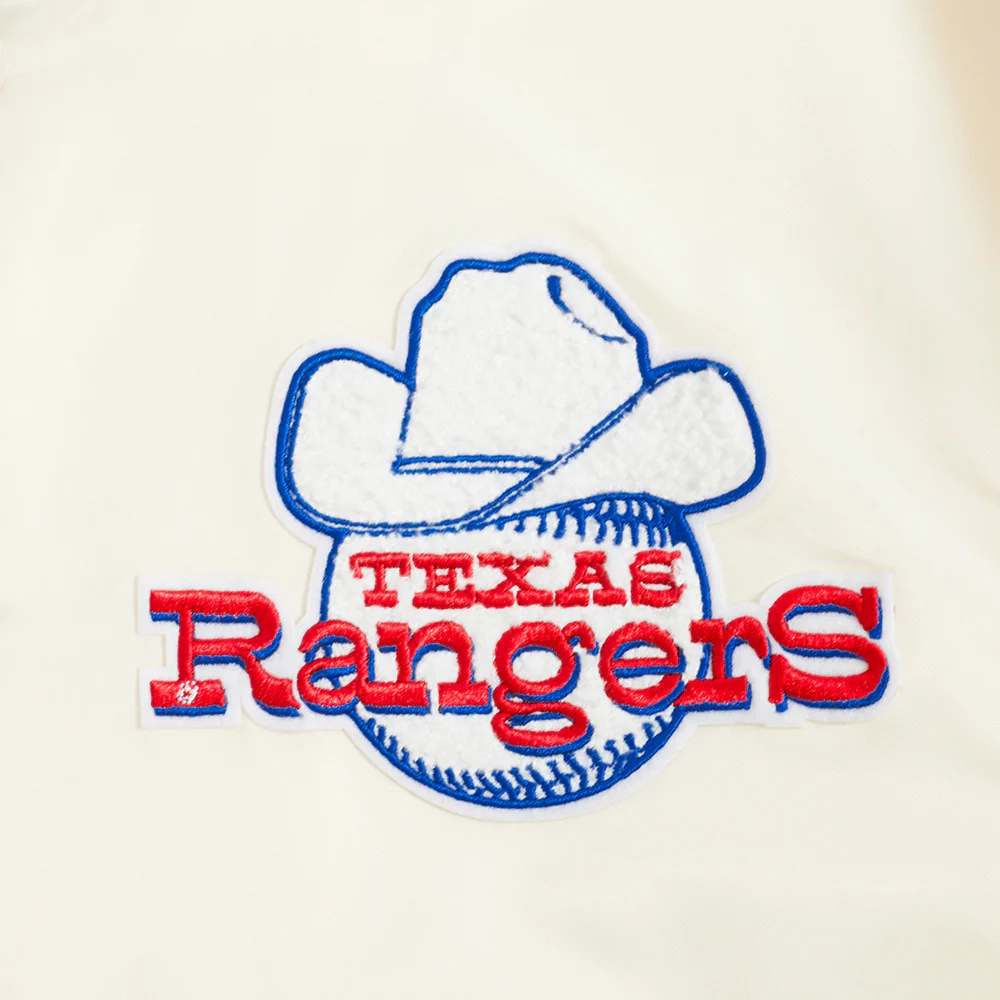 Texas rangers retro classic full snap satin varsity jacket cream 8