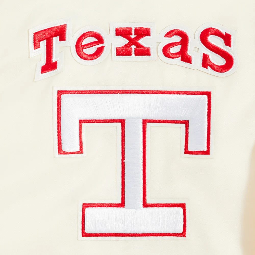 Texas rangers retro classic full snap satin varsity jacket cream 9