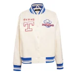 Texas Rangers Retro Classic Women's Cream Satin Jacket