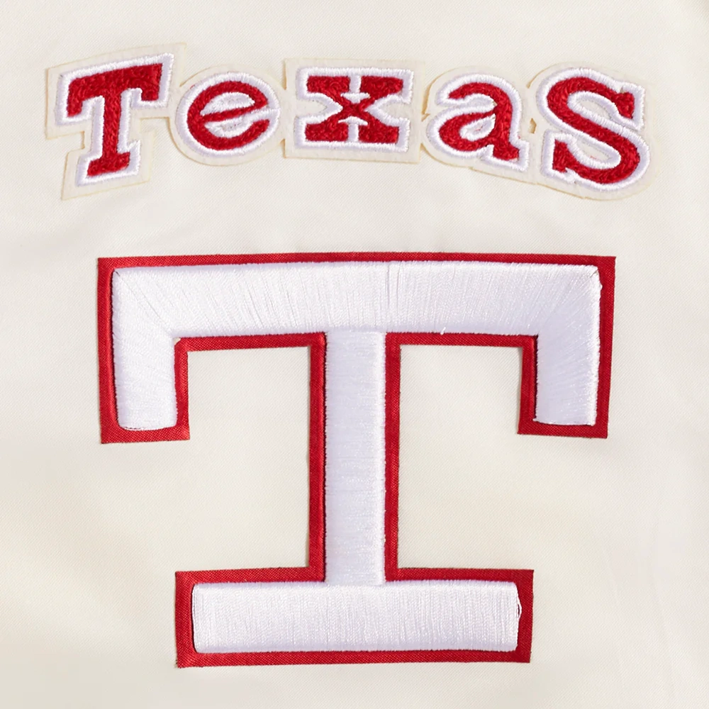 Texas rangers retro classic womens full snap satin varsity jacket cream 5
