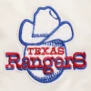 Texas rangers retro classic womens full snap satin varsity jacket cream 6