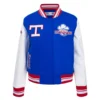 Texas rangers retro classic womens wool leather satin varsity jacket blue white 1