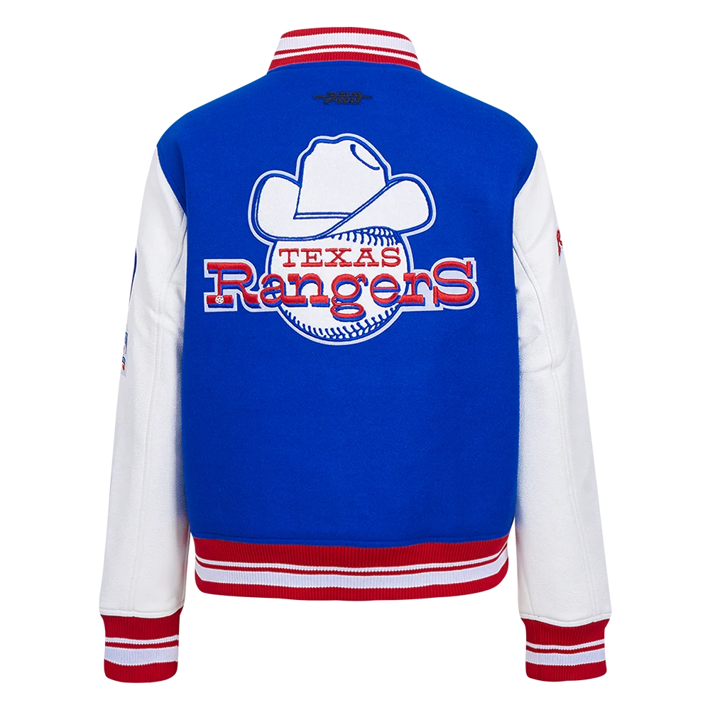 Texas rangers retro classic womens wool leather satin varsity jacket blue white 4