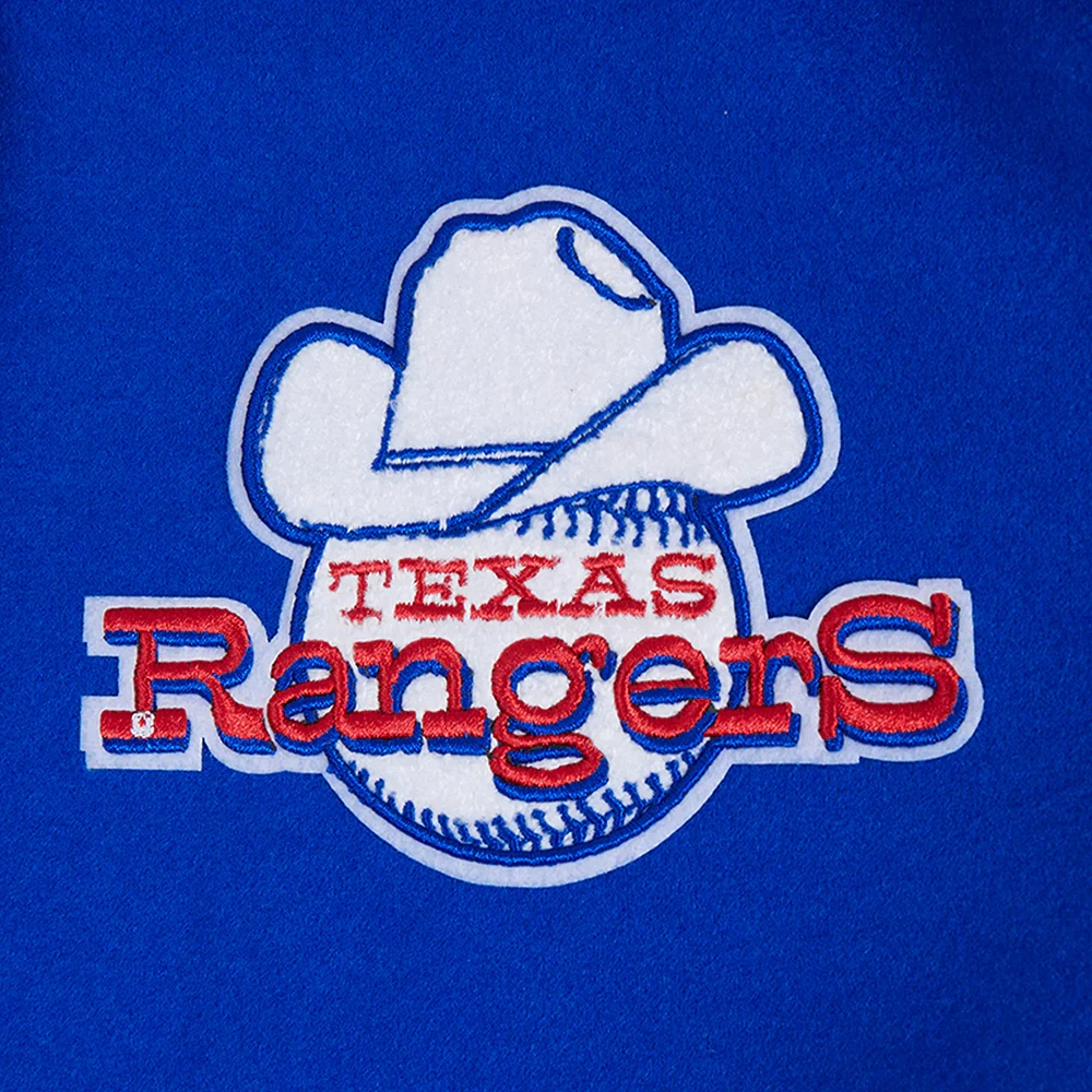 Texas rangers retro classic womens wool leather satin varsity jacket blue white 9