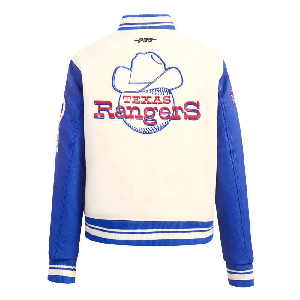 Texas rangers retro classic womens wool leather satin varsity jacket white blue 4