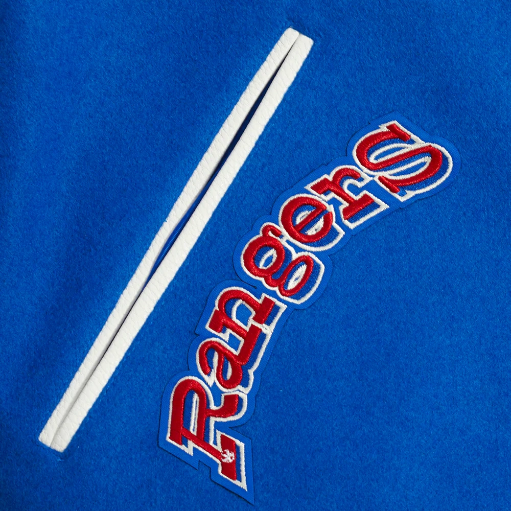 Texas rangers retro classic wool leather varsity jacket blue white 1