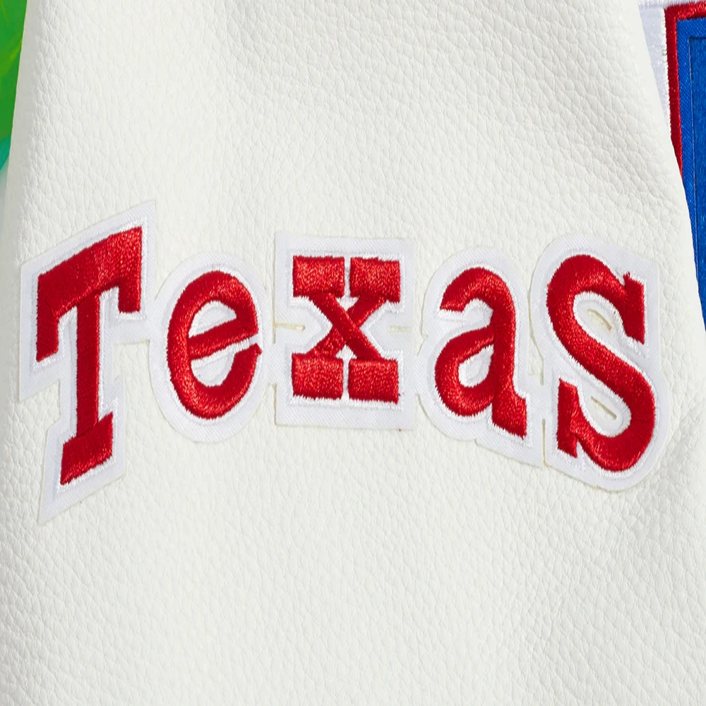 Texas rangers retro classic wool leather varsity jacket blue white