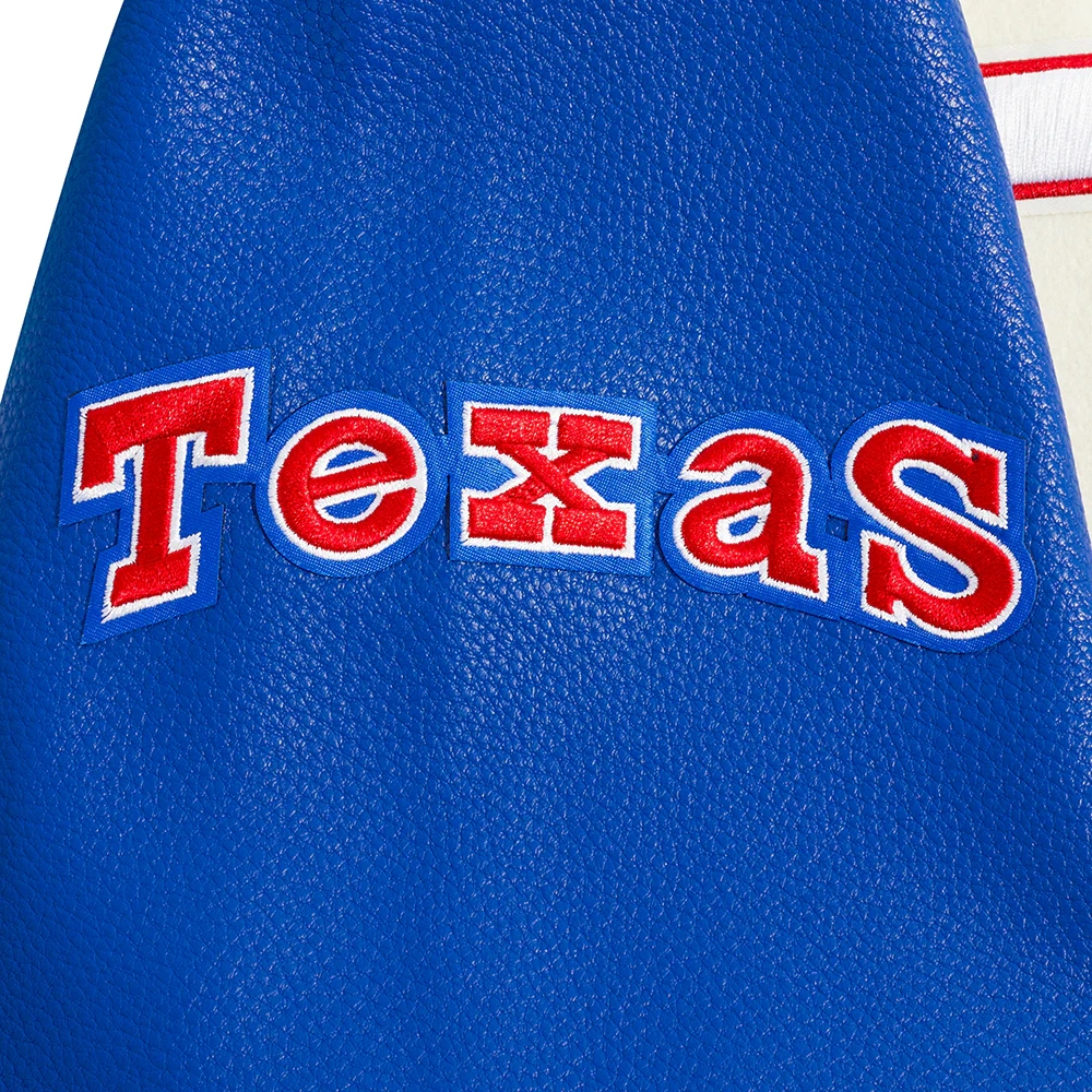 Texas rangers retro classic wool leather varsity jacket white blue 5