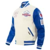Texas rangers retro classic wool leather varsity jacket white blue 8