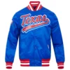 Texas rangers script tail full snap satin varsity jacket blue 6